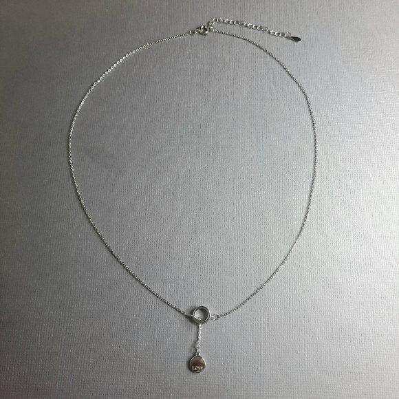 Silver LOVE ❤️ lariat screw Necklace - Picture 5 of 12